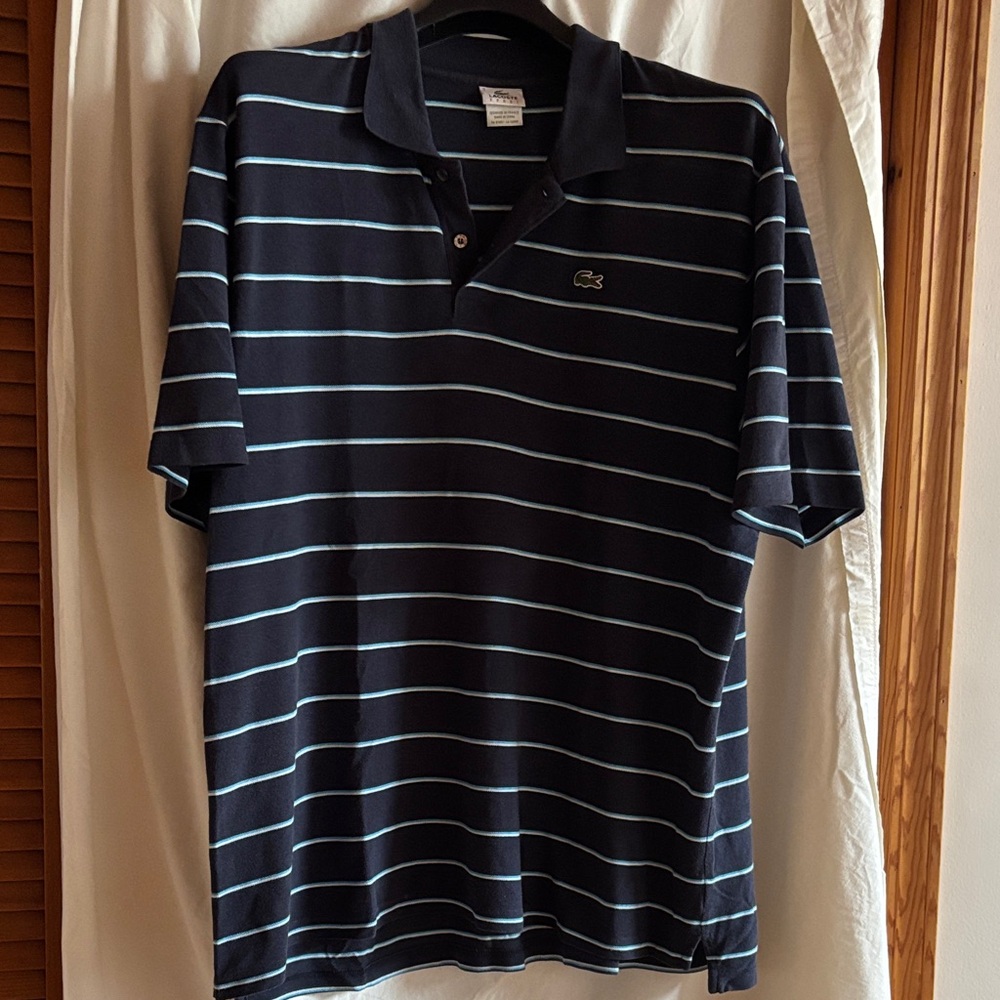 Lacoste Men's Polo with Navy and White Stripes